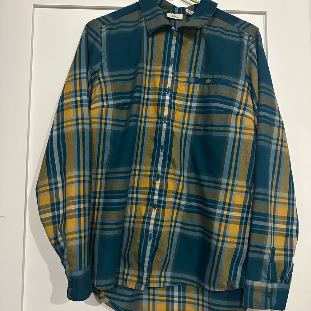 Women’s Plaid Shirt in Blue and Yellow